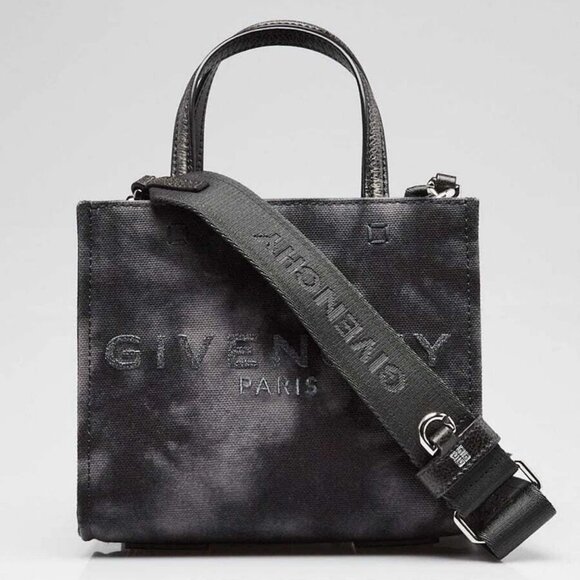 Givenchy Dark Grey Distressed Canvas Mini G Shopping Tote Bag - Picture 1 of 11